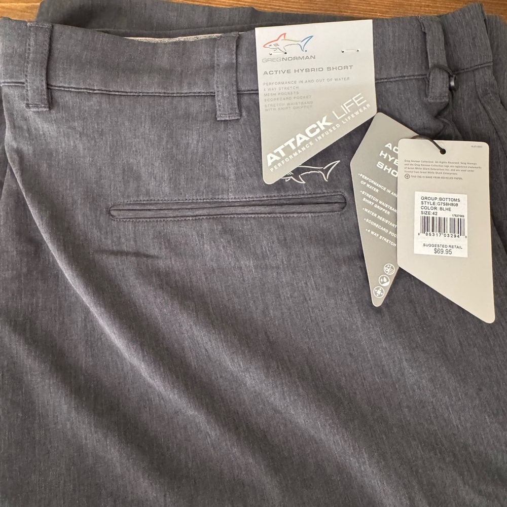 Greg Norman Men's 42 Active Hybrid DarkBlue Shorts NWT Stretch, Water Resistant
